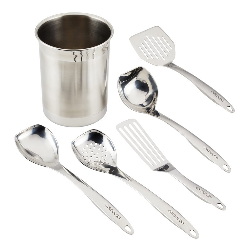Circulon Tools and Gadgets Stainless Steel Kitchen/Cooking/Utensils with Crock Set, 6 Piece