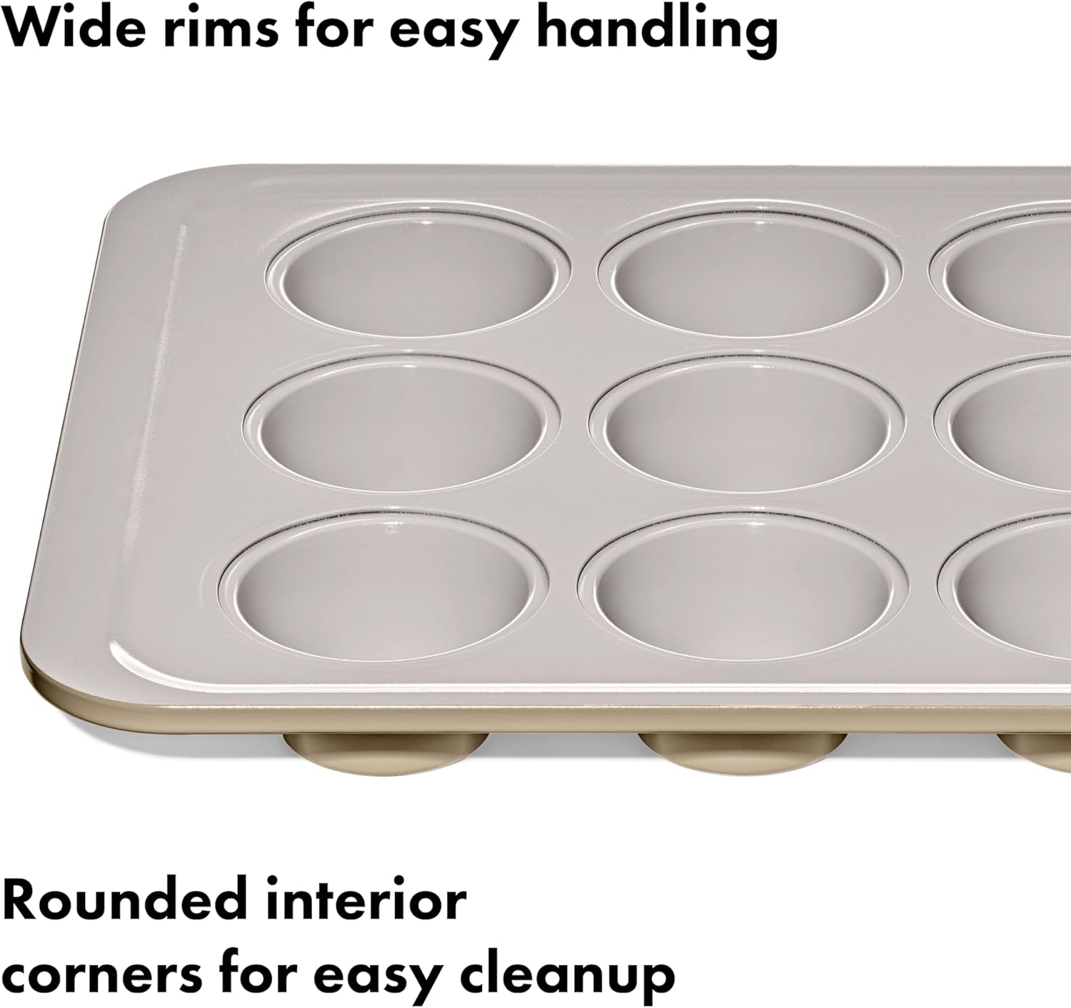 OXO Good Grips 12-Cup Non-Stick Muffin Pan - Ceramic Coated Metal Bakeware for Perfect Biscuits