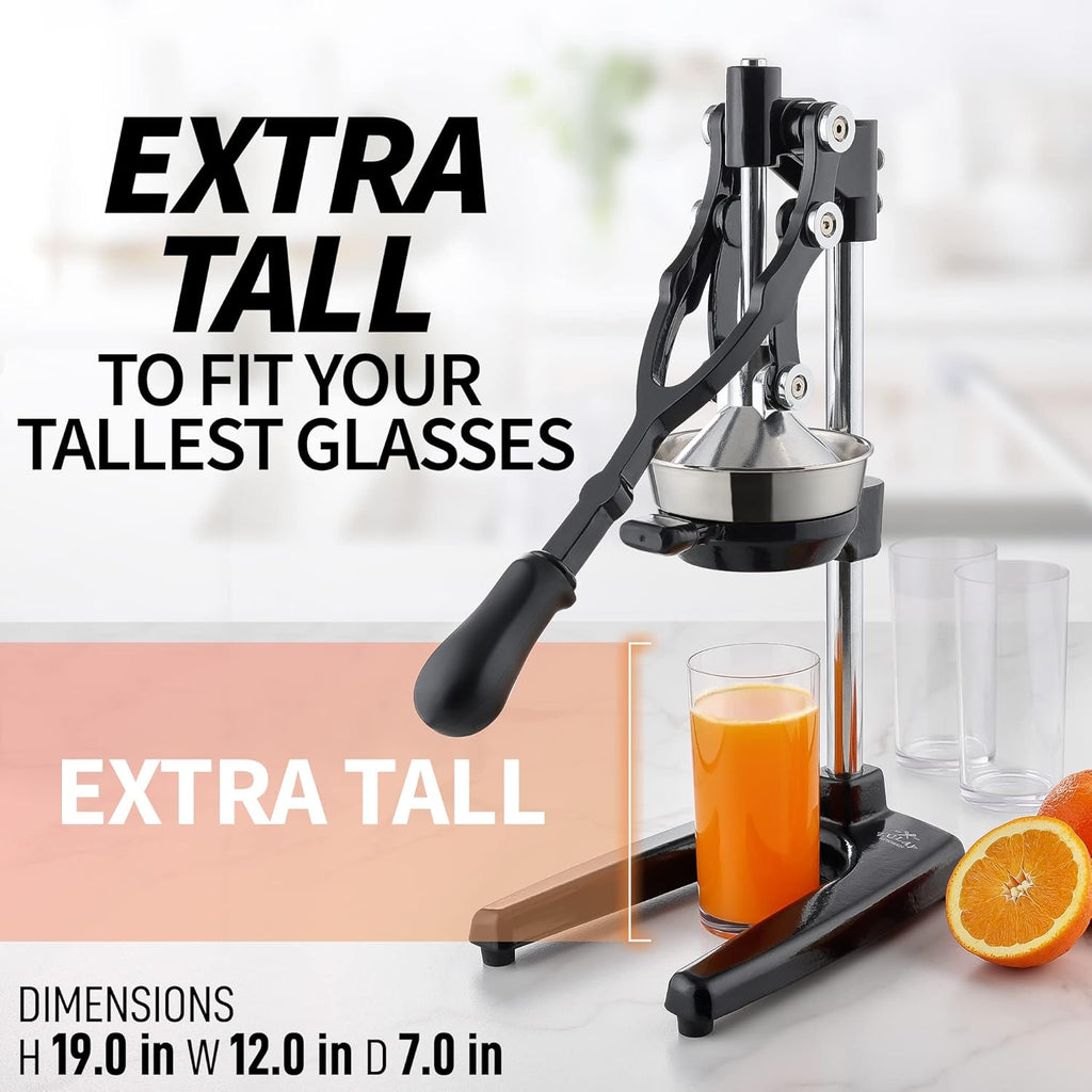 Zulay Kitchen Extra Tall Citrus Press | Manual Juicer for Orange Juice - Fits Tumblers & Tall Glasses