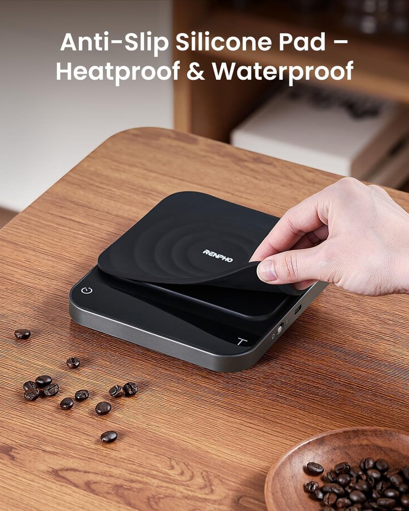 RENPHO Espresso Scale with Timer, Rechargeable Coffee Scale with Flow Rate Indicator, 0.1g Accurate Coffee Been Scale for Pour-Over, Gift for Coffee Lover, Calibarista, 3kg