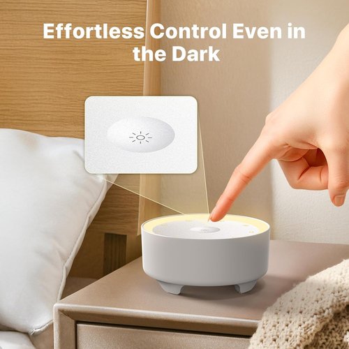 Kipcush White Noise Machine - 20 Soothing Sounds with Custom Shortcuts & Dimmable Night Light