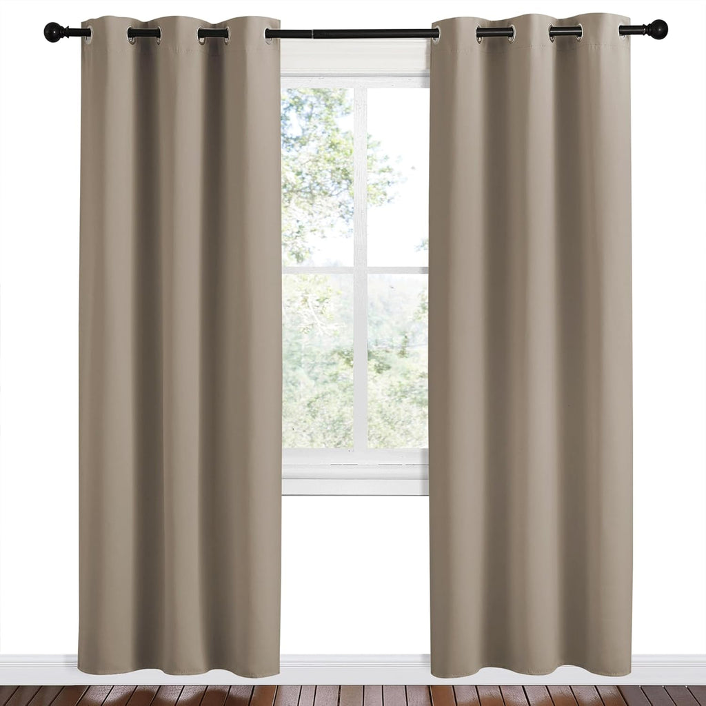 NICETOWN Taupe Room Darkening Curtains - Thermal Insulated Grommet Drapes, 42" x 78" Set of 2