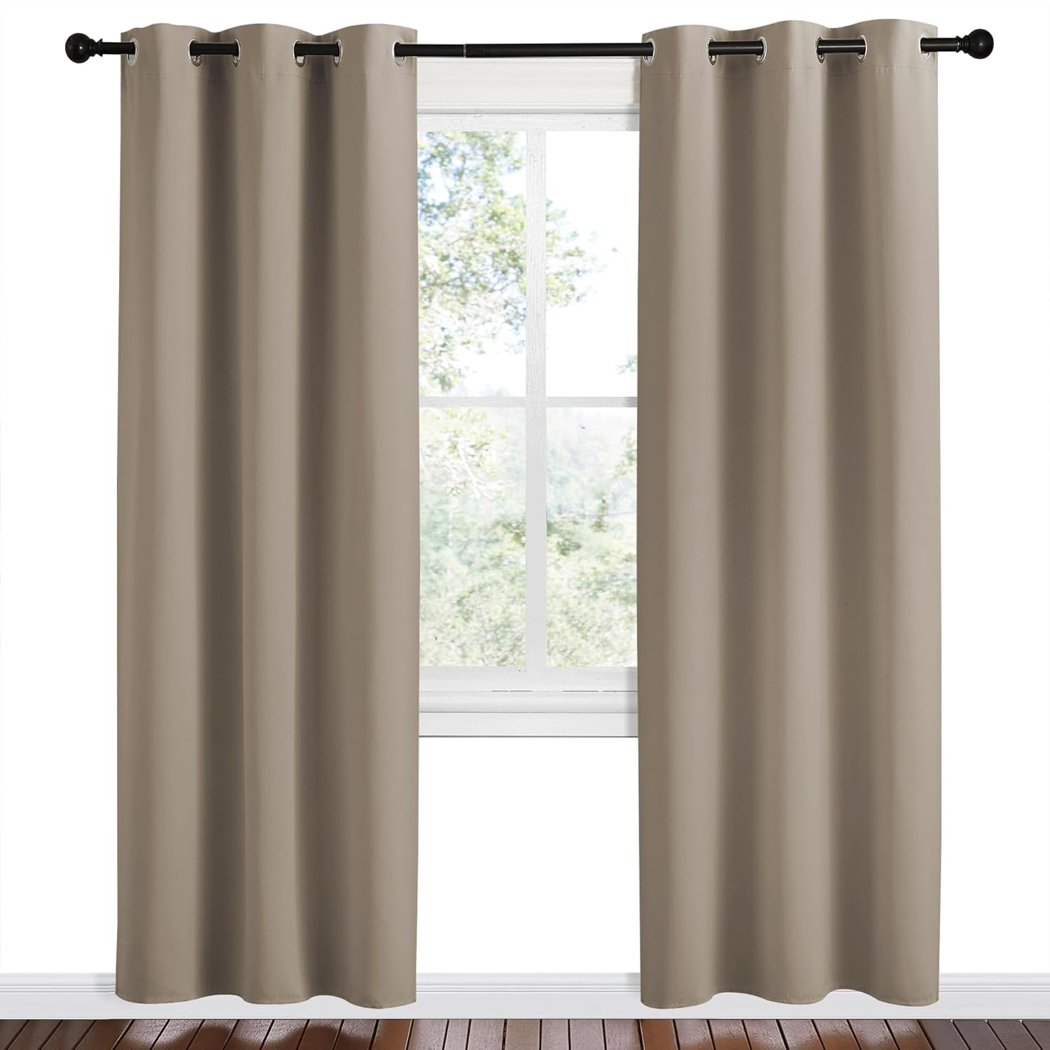 NICETOWN Taupe Room Darkening Curtains - Thermal Insulated Grommet Drapes, 42" x 78" Set of 2