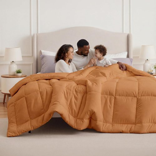 Bedsure Comforter Duvet Insert - Oversized King Size All-Season Down Alternative Bedding | GentleSoft, Burnt Orange 116x98 Inches