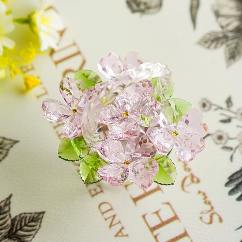 H&D Hyaline & Dora Crystal Pink Flower Basket Figurine - Elegant Glass Collectible for Home Decor | Perfect Gift for Weddings & Christmas