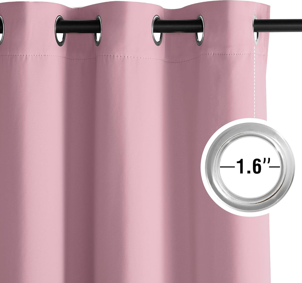 NICETOWN Room Darkening Curtains - Elegant Rouge Pink Drapery Panels, 52" x 84" Size