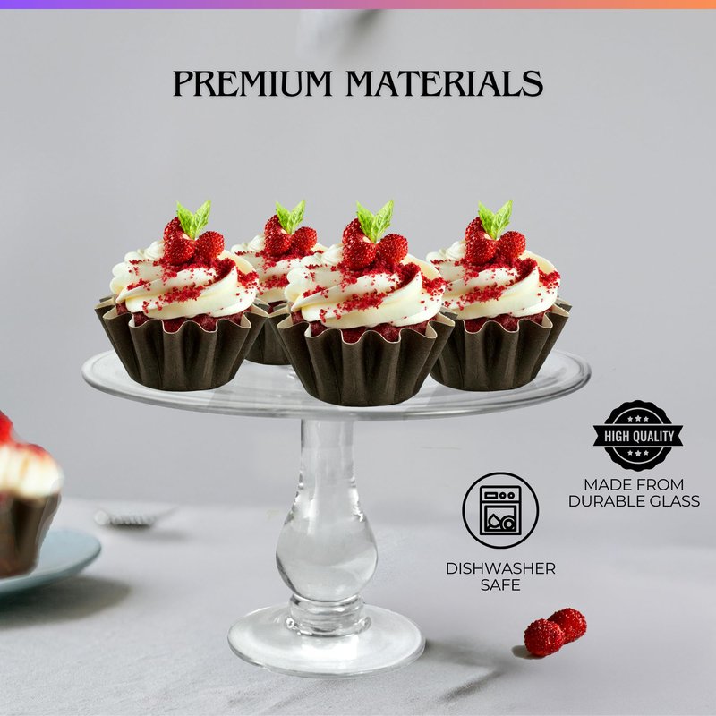 ARTLAND Simplicity Dessert Stand, 9.4-inches - Hand Blown Clear Glass, Ideal for Cakes, Cupcakes, Pastries, and More - Ideal for Everyday Entertainment & Special Occasions