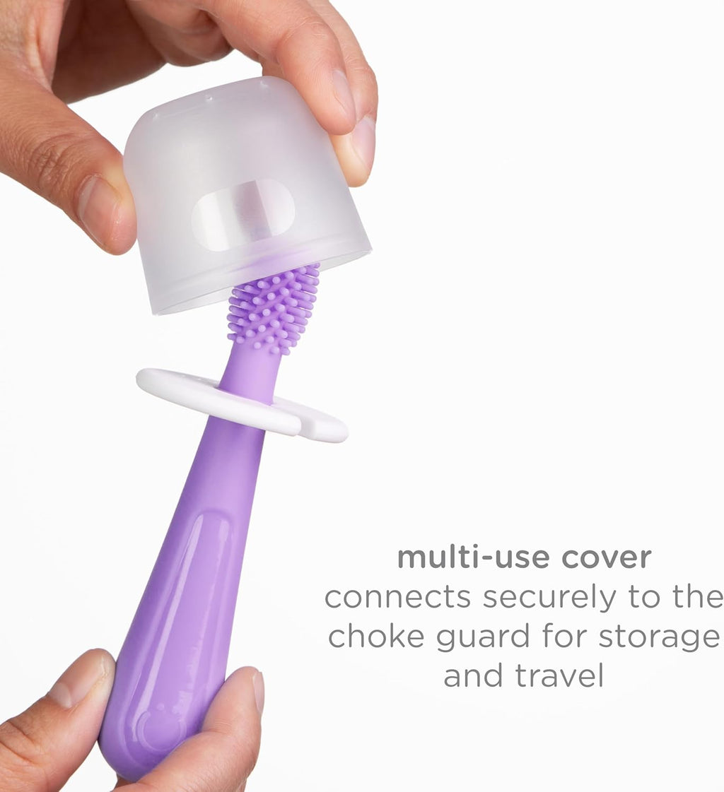 Ubbi Grow With Me Toothbrush Set - Silicone Finger Brush & 360° Soft Bristled Toothbrush | Smoothie Purple