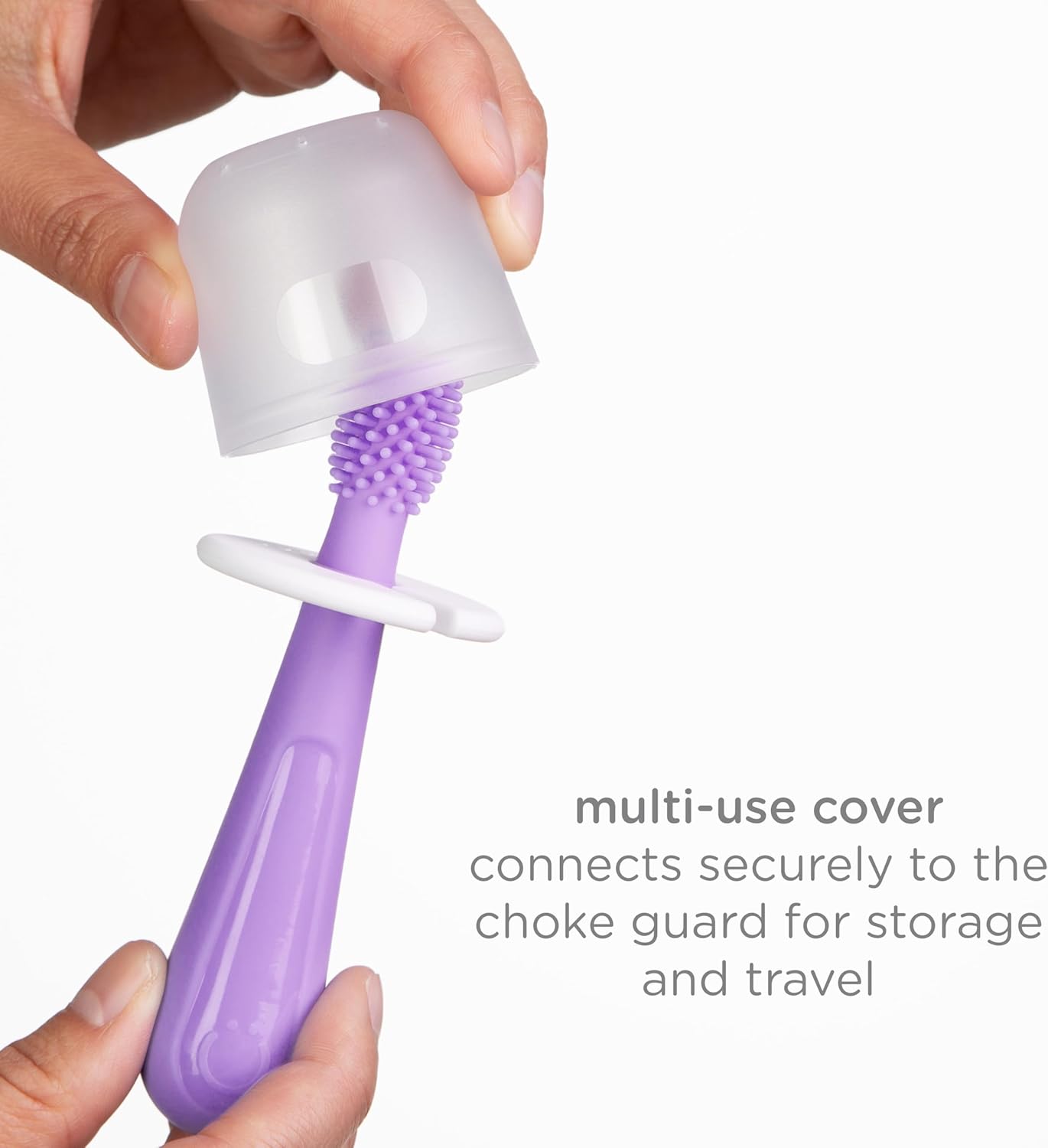Ubbi Grow With Me Toothbrush Set - Silicone Finger Brush & 360° Soft Bristled Toothbrush | Smoothie Purple