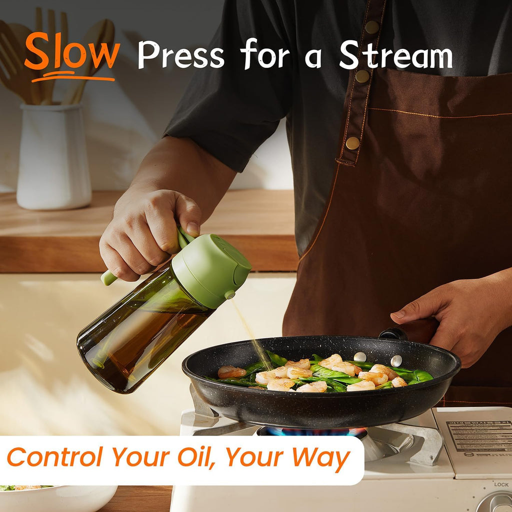 TrendPlain - Olive Oil Dispenser Bottle | 16oz Kitchen Gadget & Air Fryer Accessory - Green