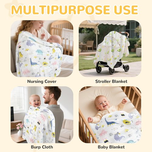 Abdtech Cotton Muslin Swaddle Blankets for Newborn - 4 Pack Breathable Receiving Blankets for Baby - 47''X47'' Large Soft Thin Unisex Baby Blanket Burp Clothes Baby Bath Towel Stroller Cover