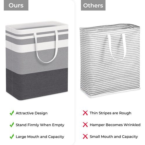 HomeHacks 2-Pack Large Laundry Basket, Waterproof, Freestanding Laundry Hamper, Collapsible Tall Clothes Hamper with Extended Handles for Clothes in The Dorm and Family Gradient Grey, 125L