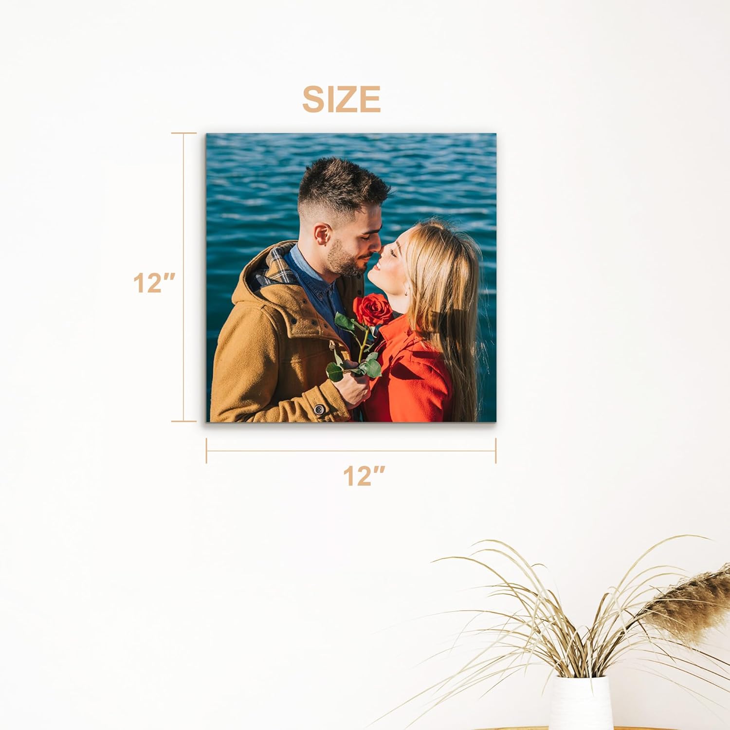 Skiennix Personalized Canvas Wall Art - Custom 12" X 12" Framed Prints for Living Room & Bedroom Decor