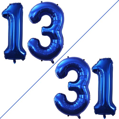GOER Jumbo 42-Inch Number 13 Balloons - Sweet 13 Birthday Party Decorations | Blue Foil Helium Balloons