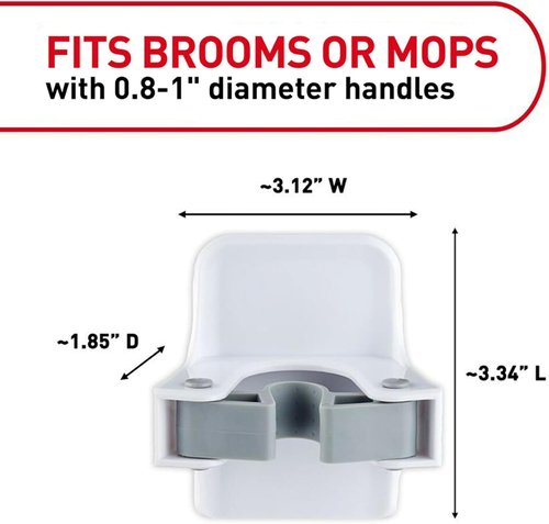 Command Broom Grippers - Damage-Free Mop & Broom Holder Wall Mount | Organize Kitchen & Laundry Tools, Holds Up to 4 lb