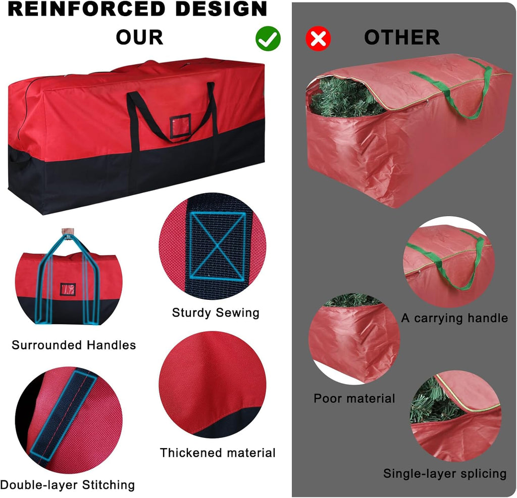 Skiennix Christmas Tree Storage Bag - Waterproof 600D Oxford for 7.5 Ft Trees | Extra Large with Zippers & Card Slot
