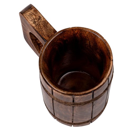 GoCraft Handmade Wooden Beer Mug – Burnt Wood Finish – Classic Tankard Drinking Stein – Perfect for Camping, Travel, Outdoor Use – Tea & Coffee Mug with Handle – Great Gift for Men