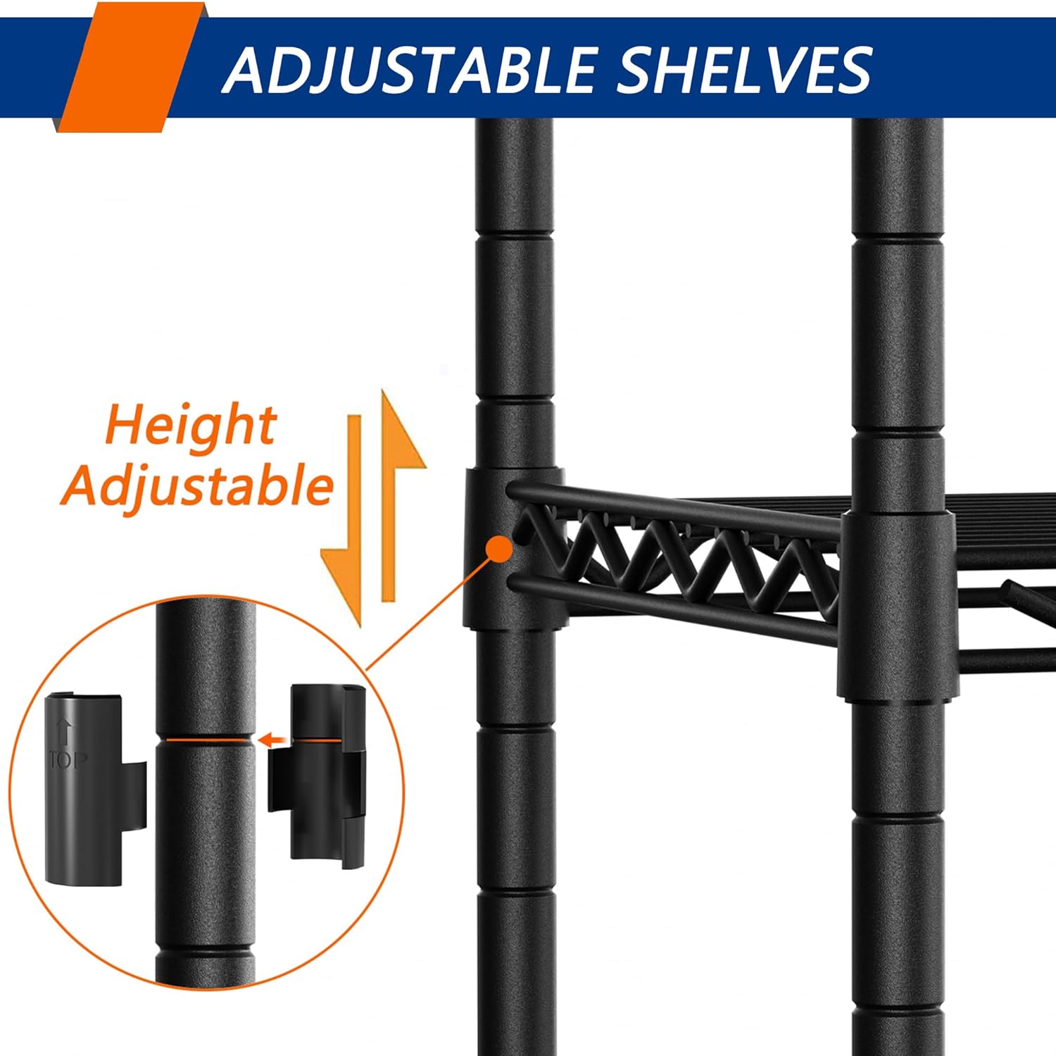 Regine Switzerland Heavy-Duty 4-Shelf Storage Shelving Unit - Adjustable Metal Organizer for Kitchen & Bathroom, Black