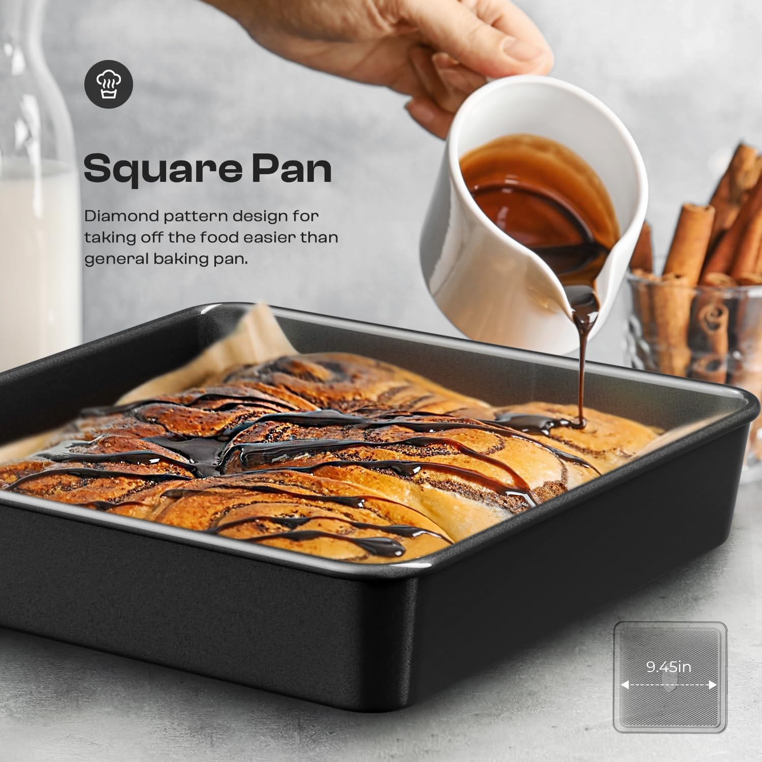 Skiennix Nonstick Baking Pans Set - 8-Piece Stackable Bakeware Set | Non-Toxic Oven Pans in Black