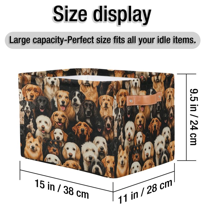 RPWOBBYQ Cute Dogs Puppy Storage Boxes Theme Storage Nursery Baskets with Handle Closet Collapsible Organizer Shelf Bins for Book Cloth 15 X 11 X 9.5 IN