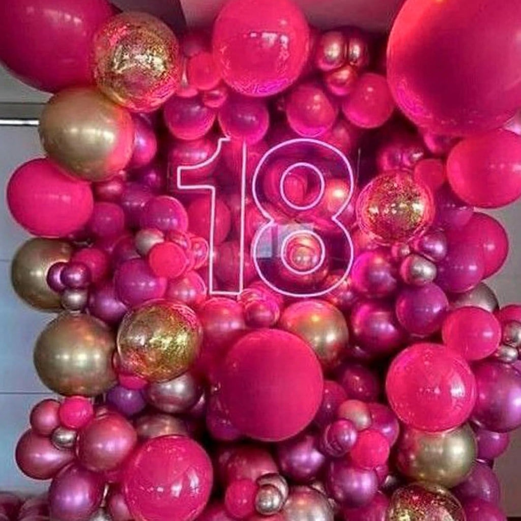 PartyWoo Hot Pink Pearl Balloons - 140pcs in 5-18 Inch Sizes | Perfect for Bridal, Baby Shower & Birthday Decor