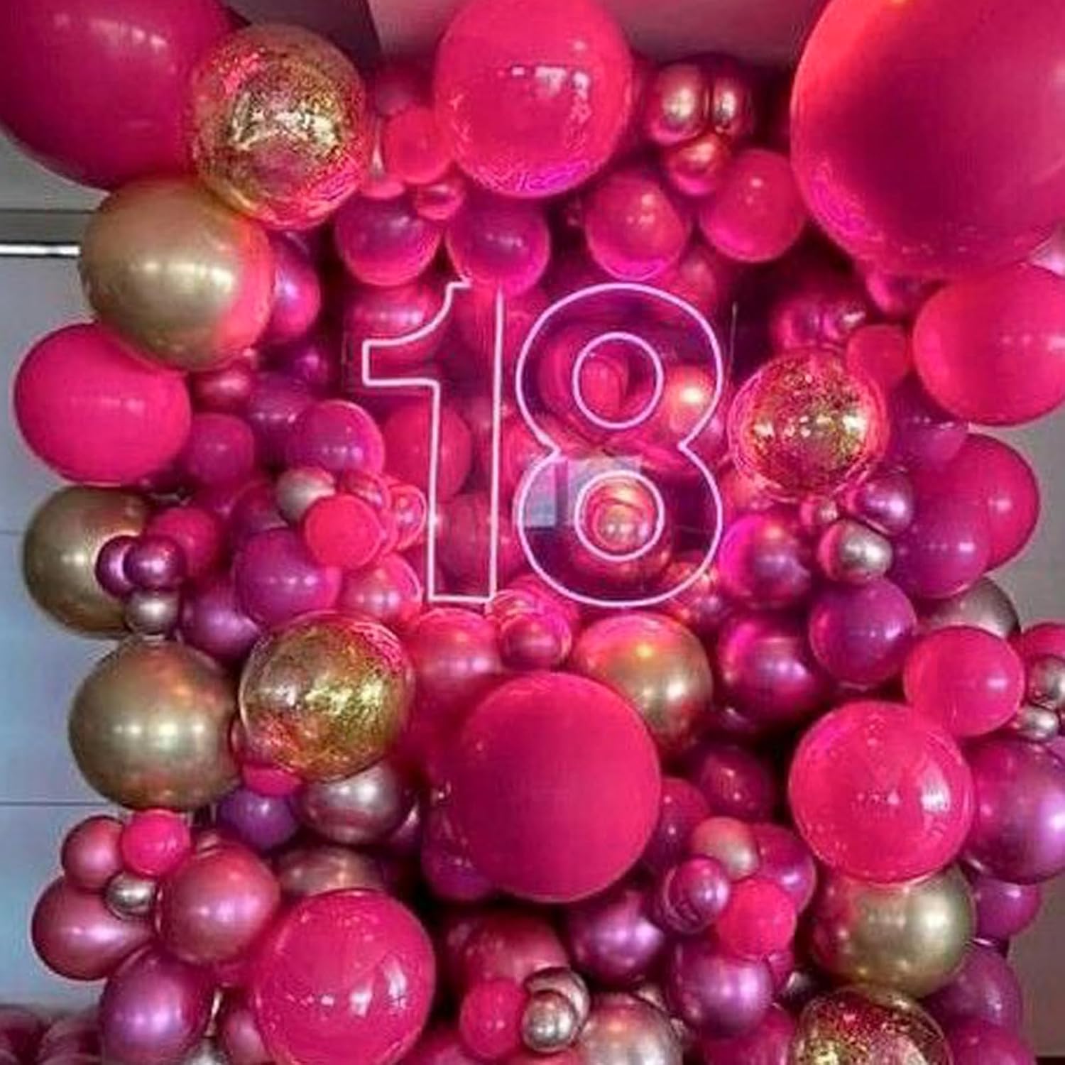 PartyWoo Hot Pink Pearl Balloons - 140pcs in 5-18 Inch Sizes | Perfect for Bridal, Baby Shower & Birthday Decor
