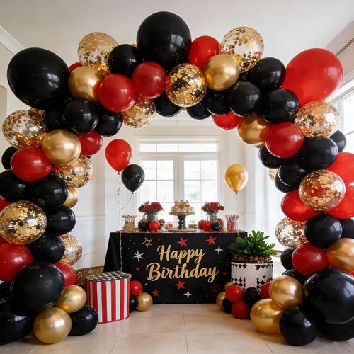 Black Balloons - 125 Pcs Latex Balloon Pack | 5-18 Inch Sizes for Birthday, Graduation & Party Decor