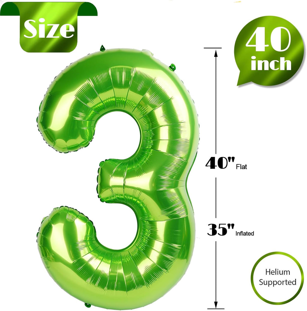Number 3 Balloon - 40 Inch Light Green Birthday Decoration for Kids & Women’s Parties