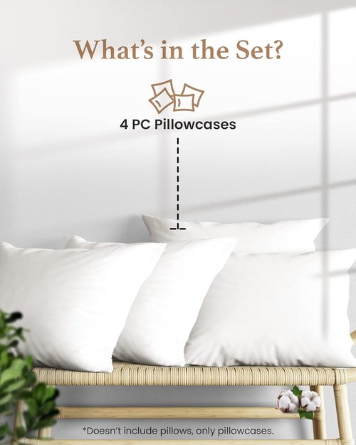 1000 TC Egyptian Cotton Pillowcases by [Brand Name] - Set of 4 Silky Soft Hotel-Quality Covers