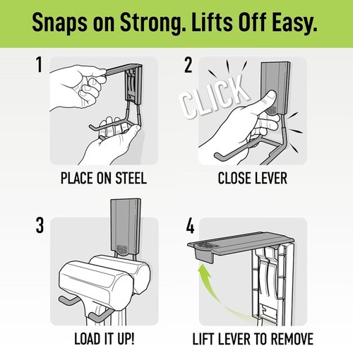 GATOR MAGNETICS Heavy-Duty Magnetic Hooks - 25 lb Capacity, Easy-Release Design | 4 Pack for Garage & Home Storage