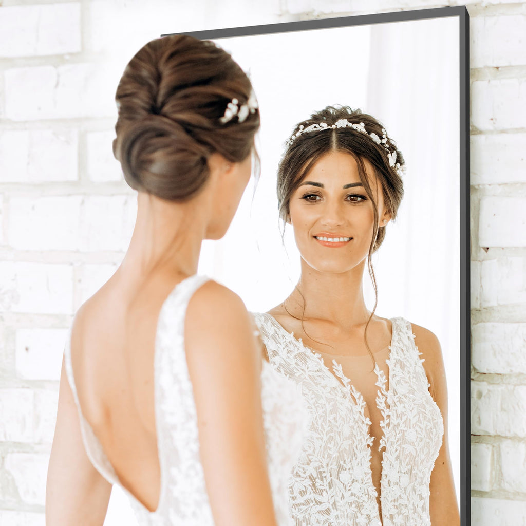 OLIXIS 21"x 64" Wall-Mounted Full Length Mirror, Metal Frame Floor Stand Mirror for Bathroom,Bedroom, Living Room, Entryway (Black)