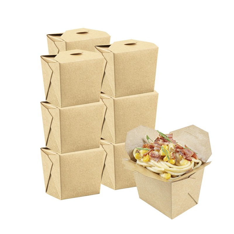 Restaurantware Bio Tek 8 Ounce Chinese Take Out Boxes 200 Greaseproof Food To Go Boxes - Tab-Lock Microwave-Safe Kraft Paper Take Home Boxes Recyclable For Restaurants Catering And Parties