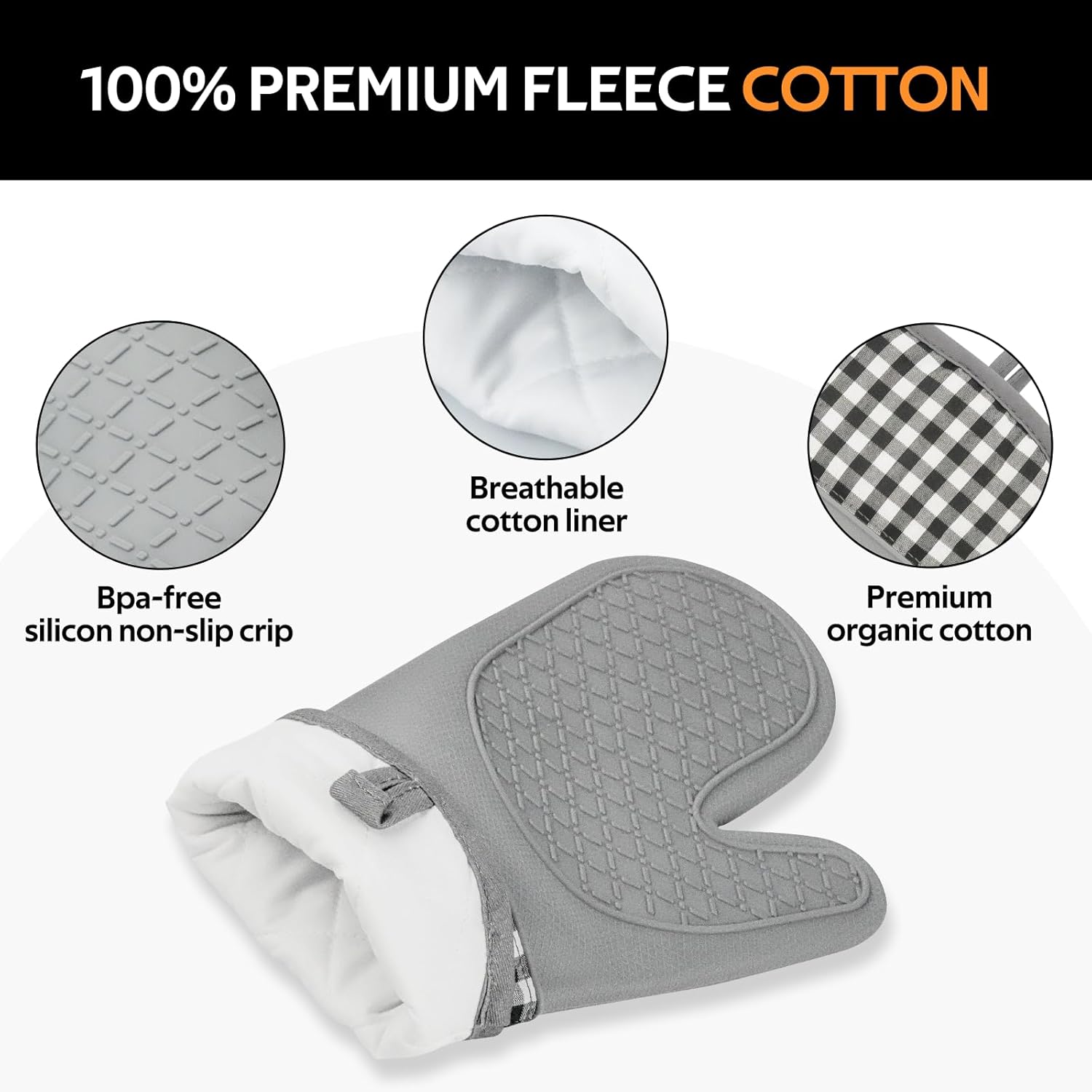 Skiennix Silicone Oven Mitts Set - Heat Resistant 4-Piece Kitchen Bakeware with Pot Holders & Hot Pads