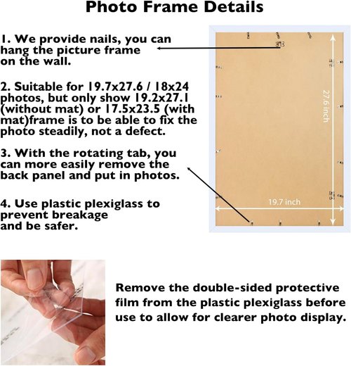 JCJMY Puzzle Frame - Display 1000-Piece Puzzles or Photos | Fits 19.7x27.6 Inches, White