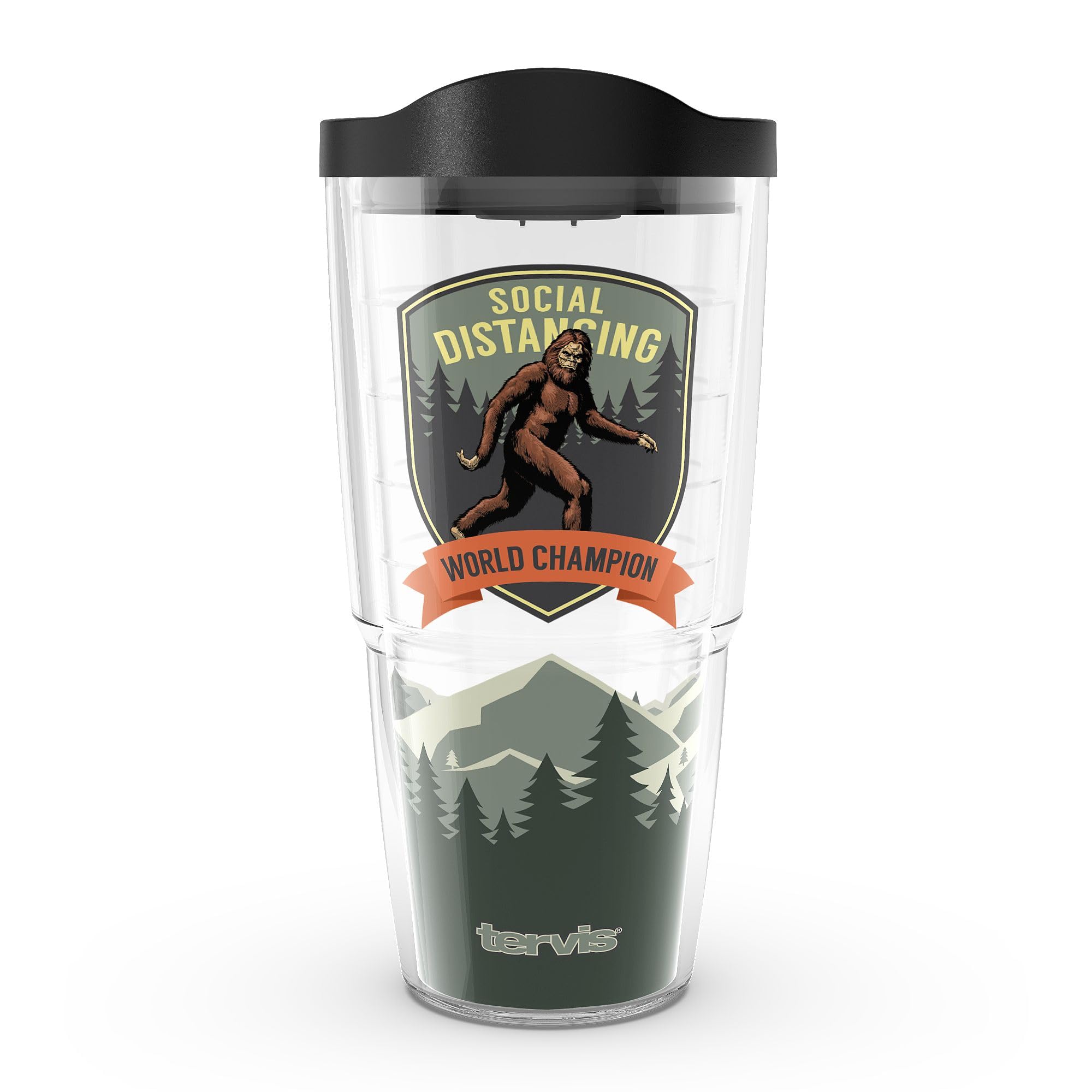 Tervis Social Distancing Yeti Made in USA Double Walled Insulated Tumbler Travel Cup Keeps Drinks Cold & Hot, 24oz, Clear