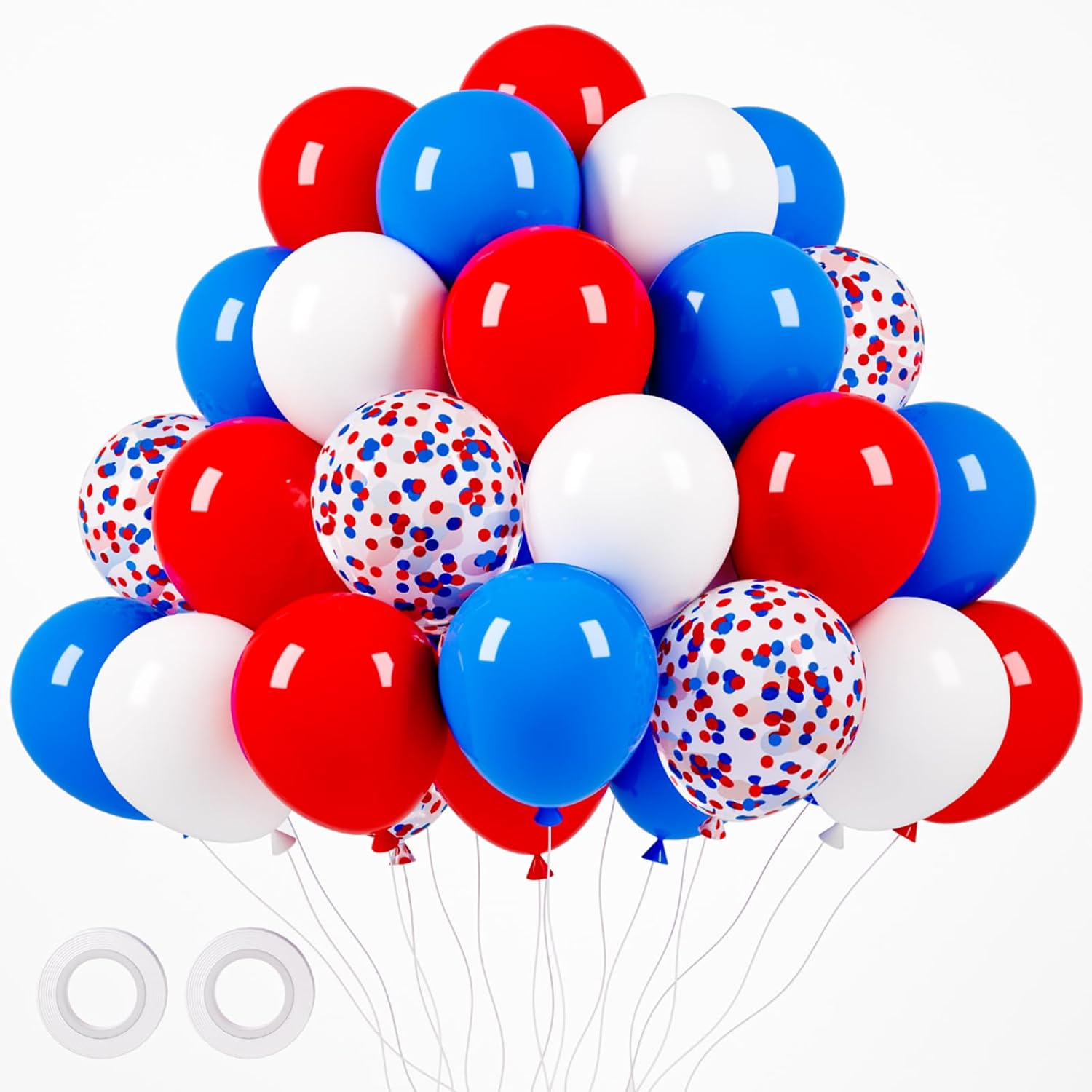 Voircoloria 12-Inch Red, White & Blue Latex Balloons - 105pcs for 4th of July Celebrations