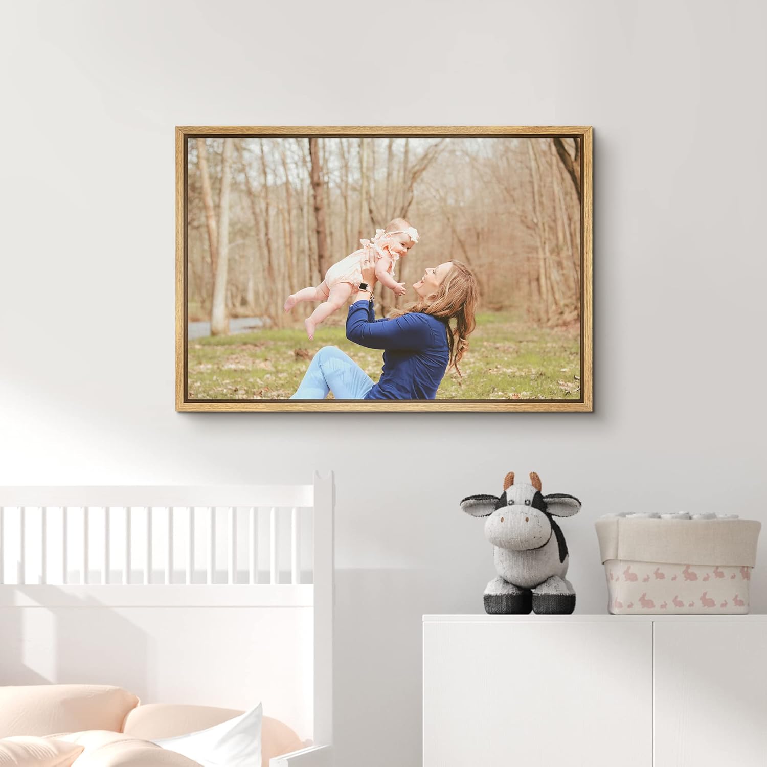 SIGNFORD Custom Canvas Prints - Personalized Wall Art with Family Photos | 16"x24", Natural Frame
