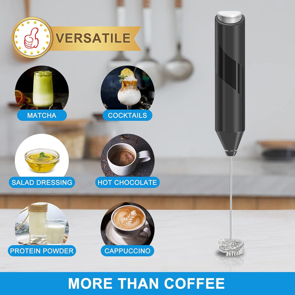 Skiennix Double Whisk Milk Frother - Handheld Electric Blender for Coffee & Matcha | Stainless Steel, Battery Operated