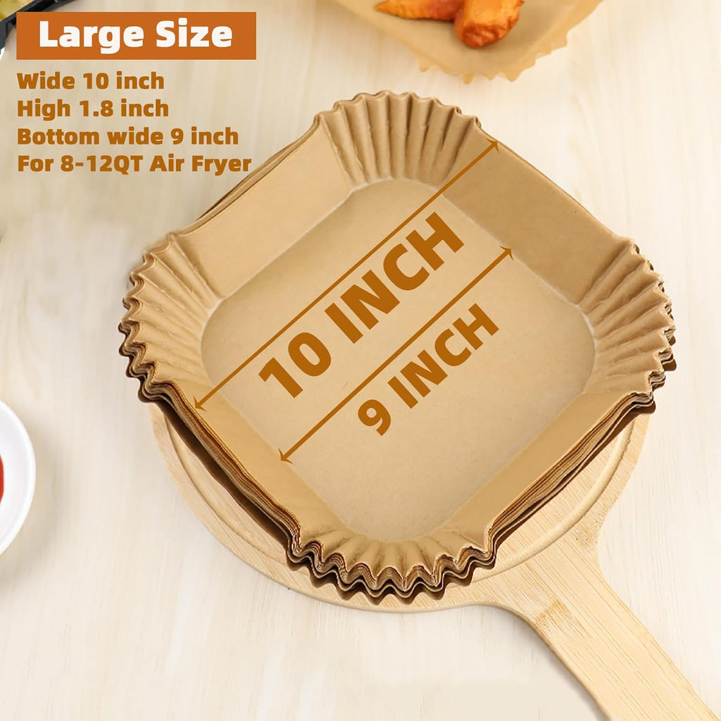Victoyaw Air Fryer Liners - 200PCS 10 Inch Square Parchment Paper for 8-12QT Air Fryers | Easy Clean Non-Stick