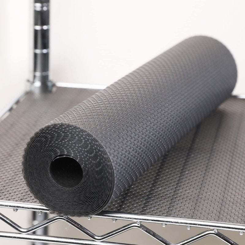 FLPMIX Thick Shelf Liner 12 inch Wide: Standard Size (12 by 197 Inch) Pantry Shelf Liner for Wire Shelves - Waterproof Heavy Duty Easy to Cut Plastic Kitchen Drawer Liner - Transparent Grey