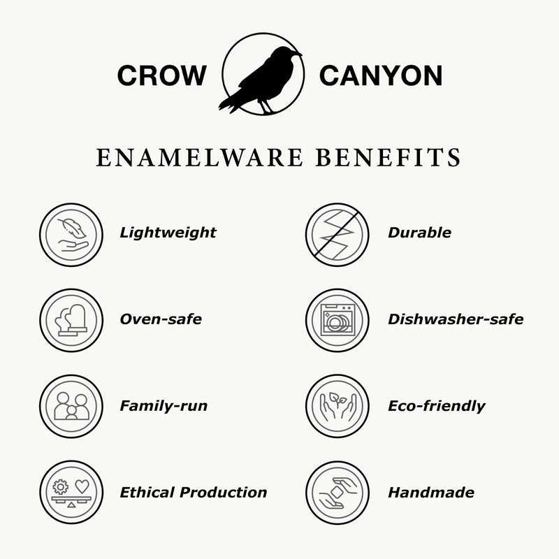 Crow Canyon Home Enamelware Oval Platter, 17.5 inch, Vintage White/Red