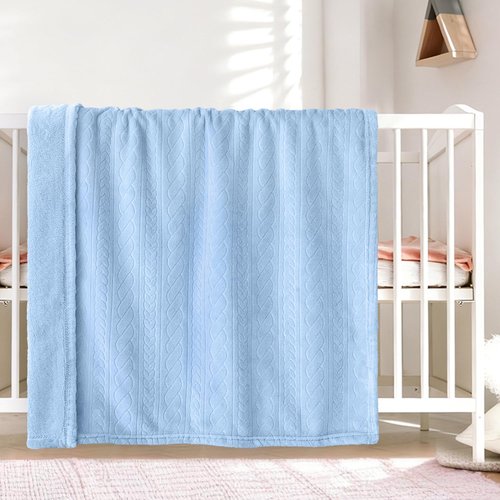 BORITAR 3D Fleece Baby Blanket - Soft, Fluffy & Cozy for Infants | 30x40 Inch, Baby Blue