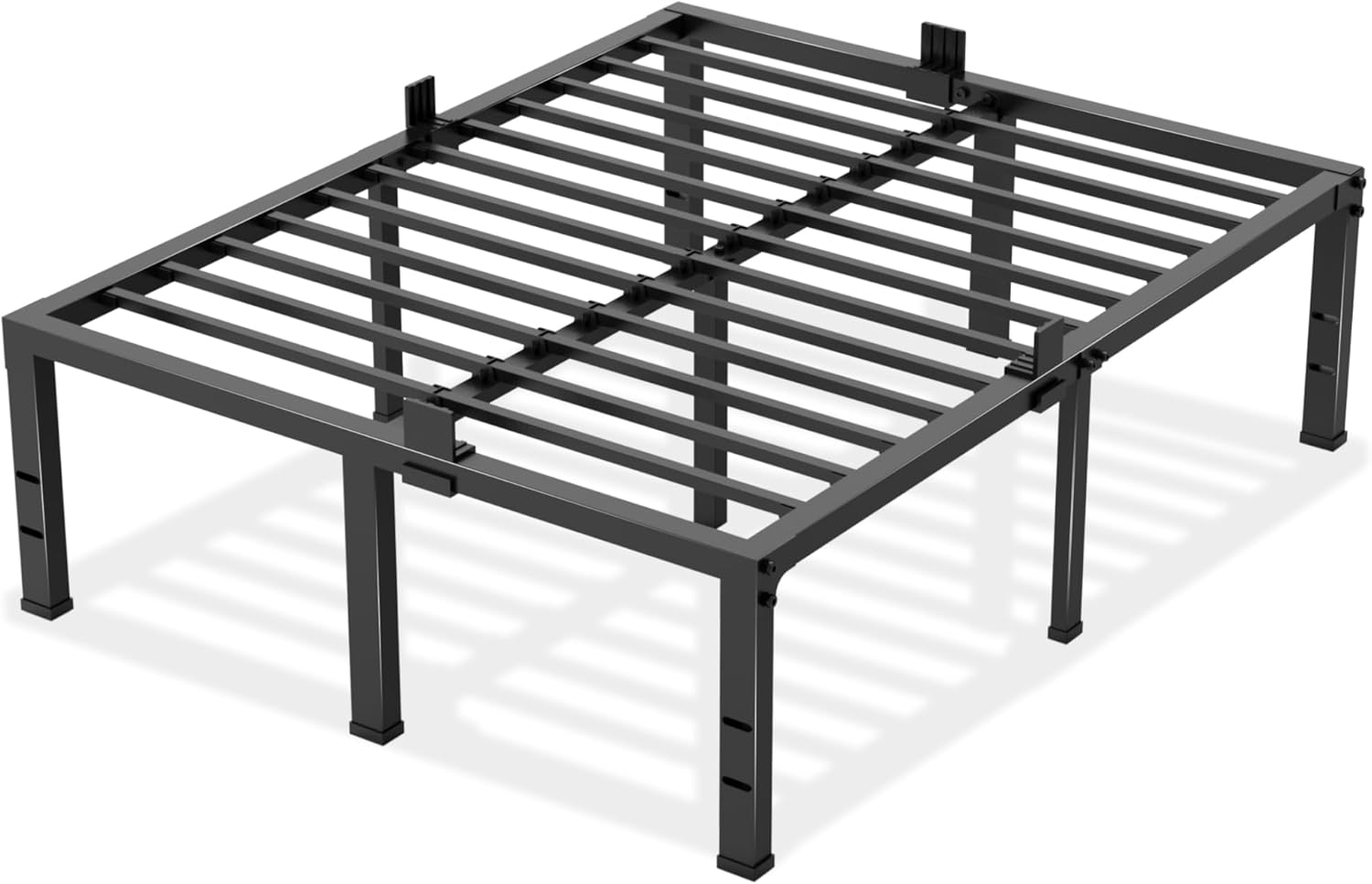 Yitong Angel Queen Size Bed Frame - 18-Inch Heavy Duty Metal Platform with Steel Slat Support | Noise-Free Assembly