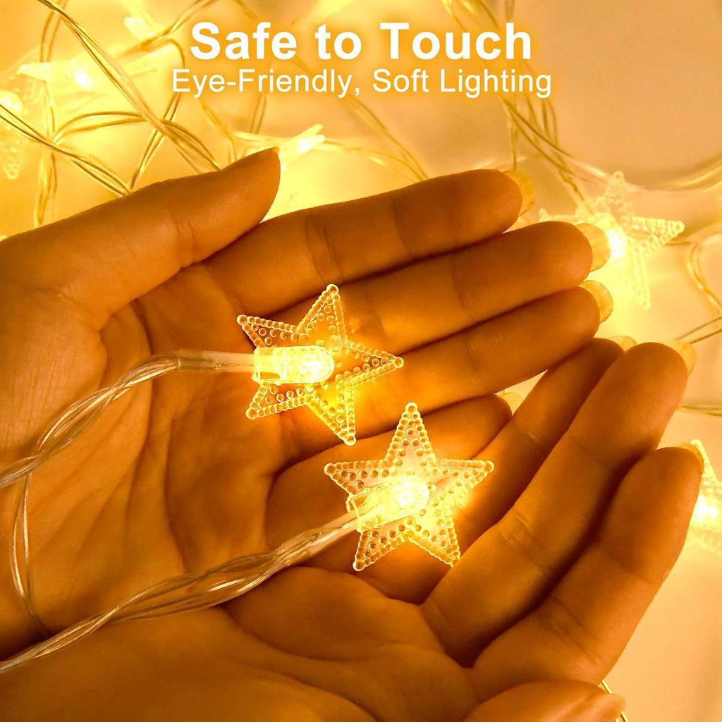 Star String Lights - 10ft Battery Operated 20 LED Fairy Lights | Warm White Indoor/Outdoor Decor