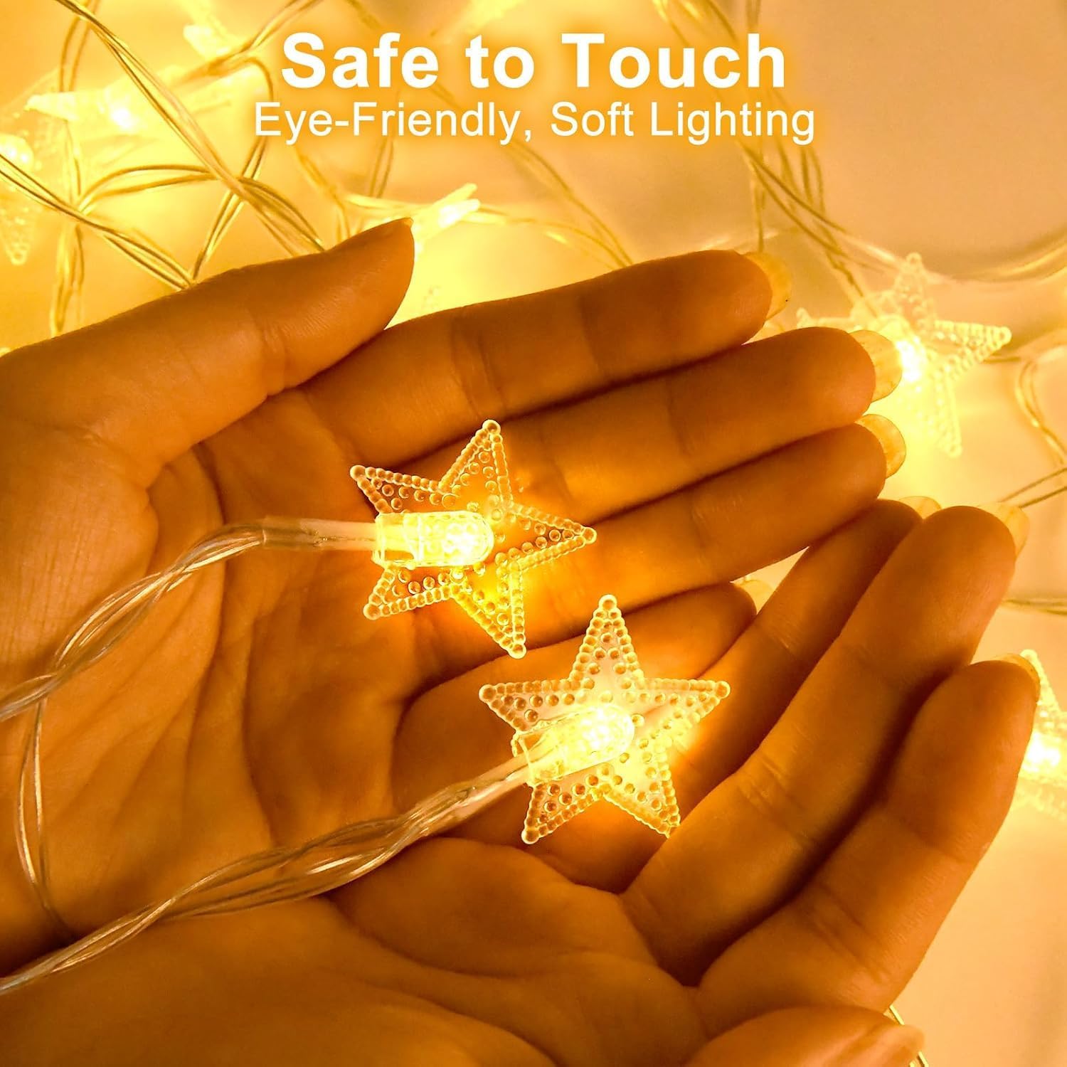 Star String Lights - 10ft Battery Operated 20 LED Fairy Lights | Warm White Indoor/Outdoor Decor