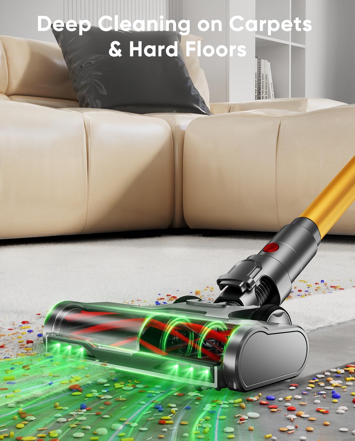 Skiennix Cordless Vacuum Cleaner - 600W Power, 70 Min Runtime, Anti-Tangle Brush, 1.8L Capacity - Blue