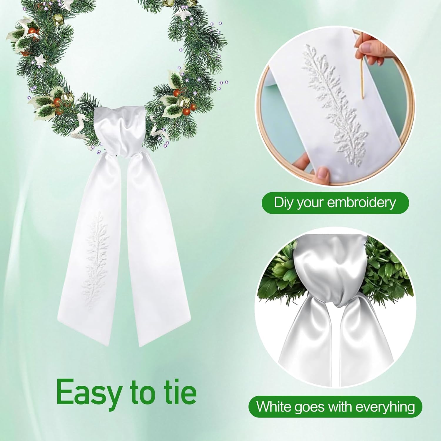 Regine Switzerland Wreath Sash - 4PCS Blank Embroidery Accessories for Christmas & Weddings