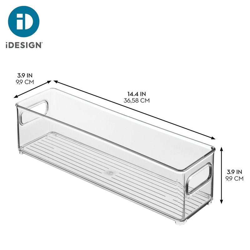 iDesign Stackable Fridge Bin with Handles - Ideal for Freezer or Pantry, Set of 2, Clear, Made in USA