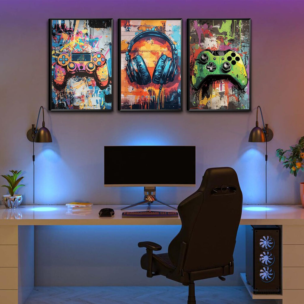 Skiennix Gaming Graffiti Canvas Wall Art - Cool Video Game Prints for Gamer Room | Unframed 16x24x3 Inch