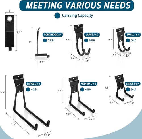 Klastit Slatwall Hooks - Durable Black 20-Pack for Organizing Garden & Heavy Duty Tools | Efficient Space Saver